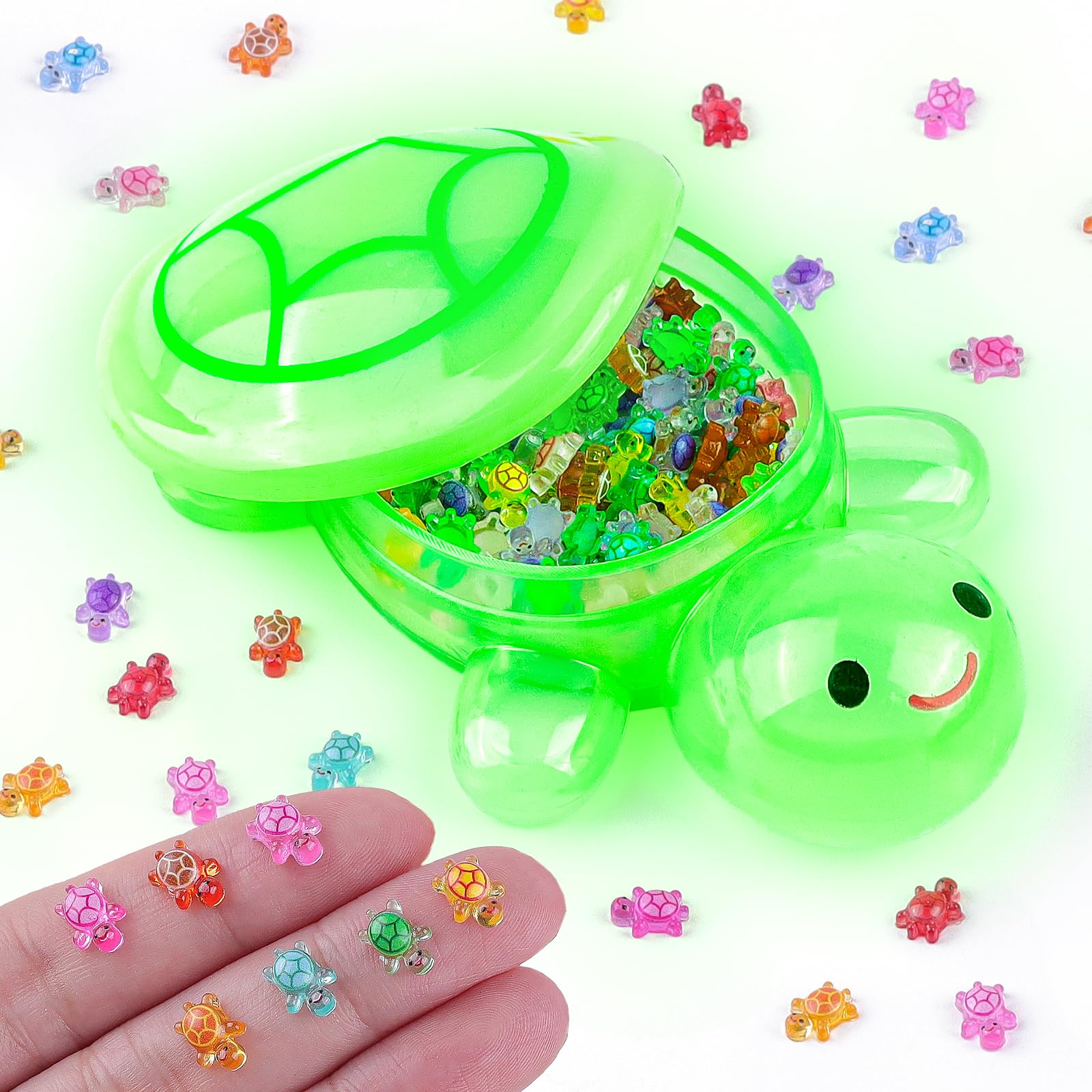 Anboor 200 mini resin turtles glow-in-the-dark set for fairy gardens.