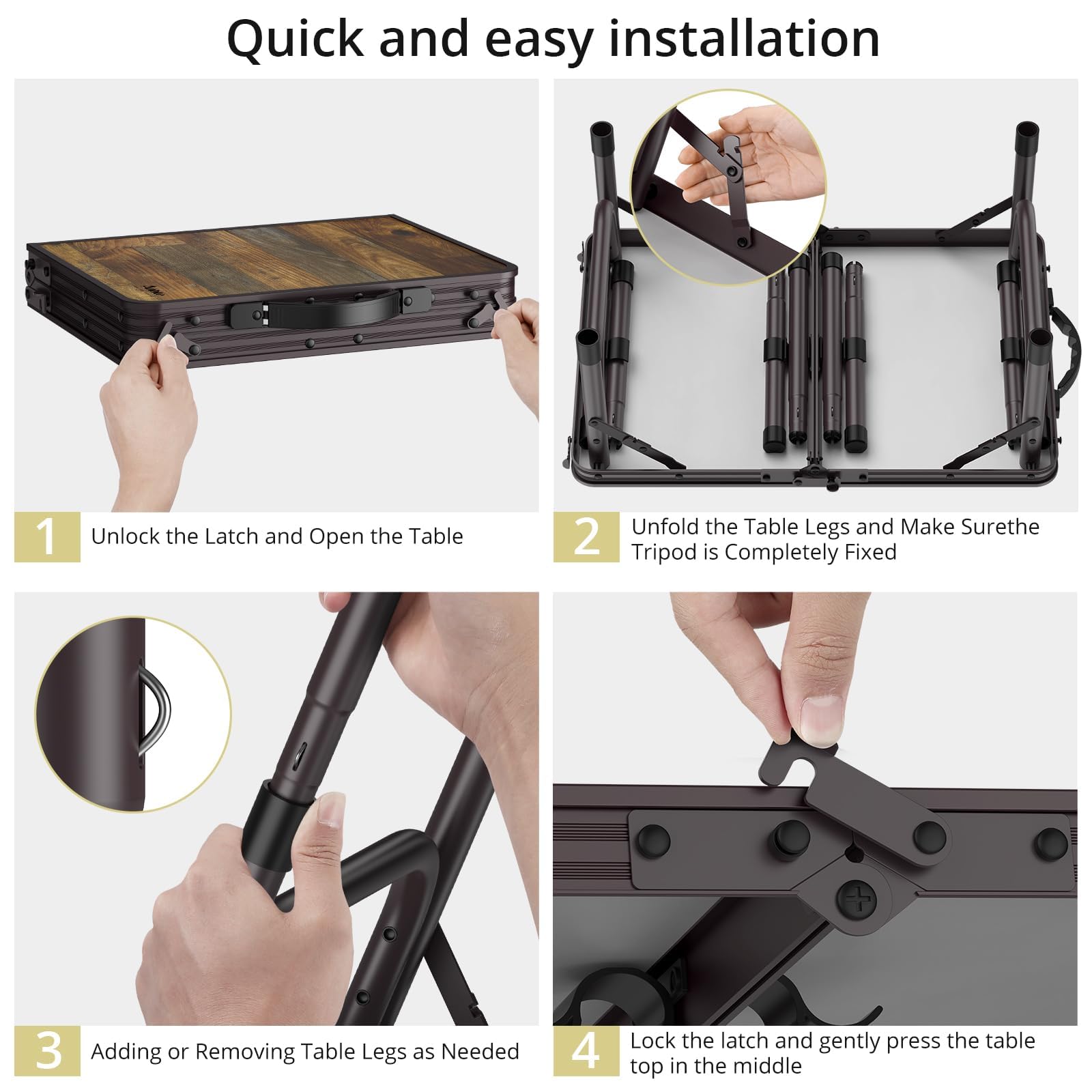 Anbte camping table with carrying handle for easy transport