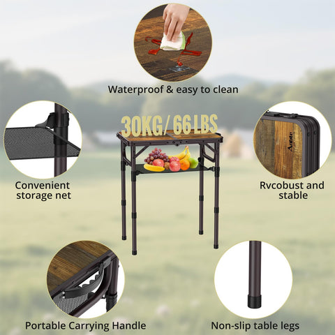 Anbte camping table with 27.5 inch leg height for dining comfort
