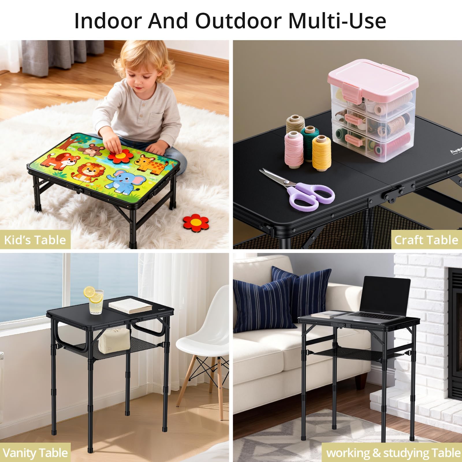 Anbte table suited for meals, games, or work during outdoor trips.