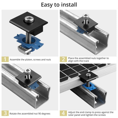 Anbte aluminum mid-clamp emphasizes durability against corrosion and weather.