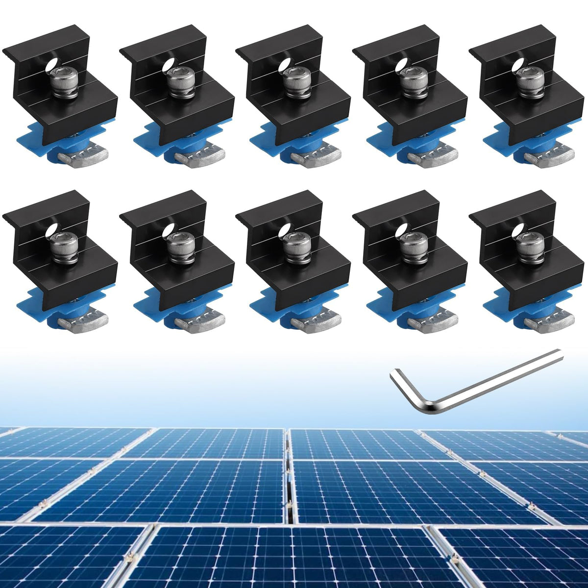 Anbte end clamp 30mm for secure Unistrut mounting of solar panels.