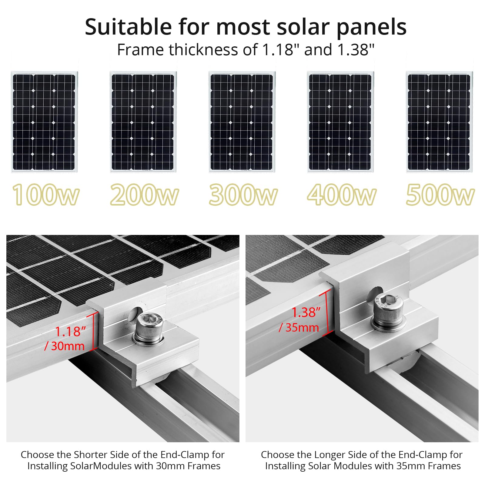 Anbte end clamp 30mm securing solar panels with 30 mm frames for reliable hold.