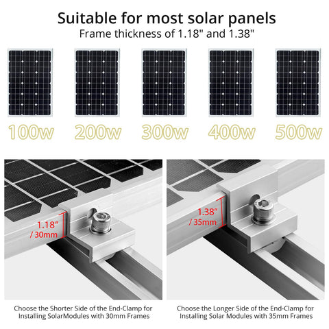 Anbte end clamp 30mm securing solar panels with 30 mm frames for reliable hold.