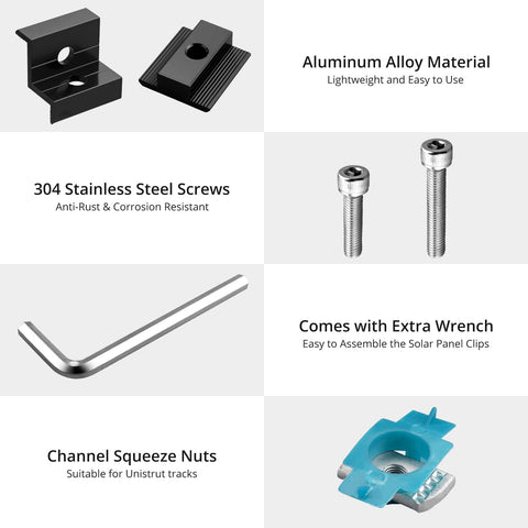 Anbte end clamps 30-35mm secure panel edges for reliable mounting