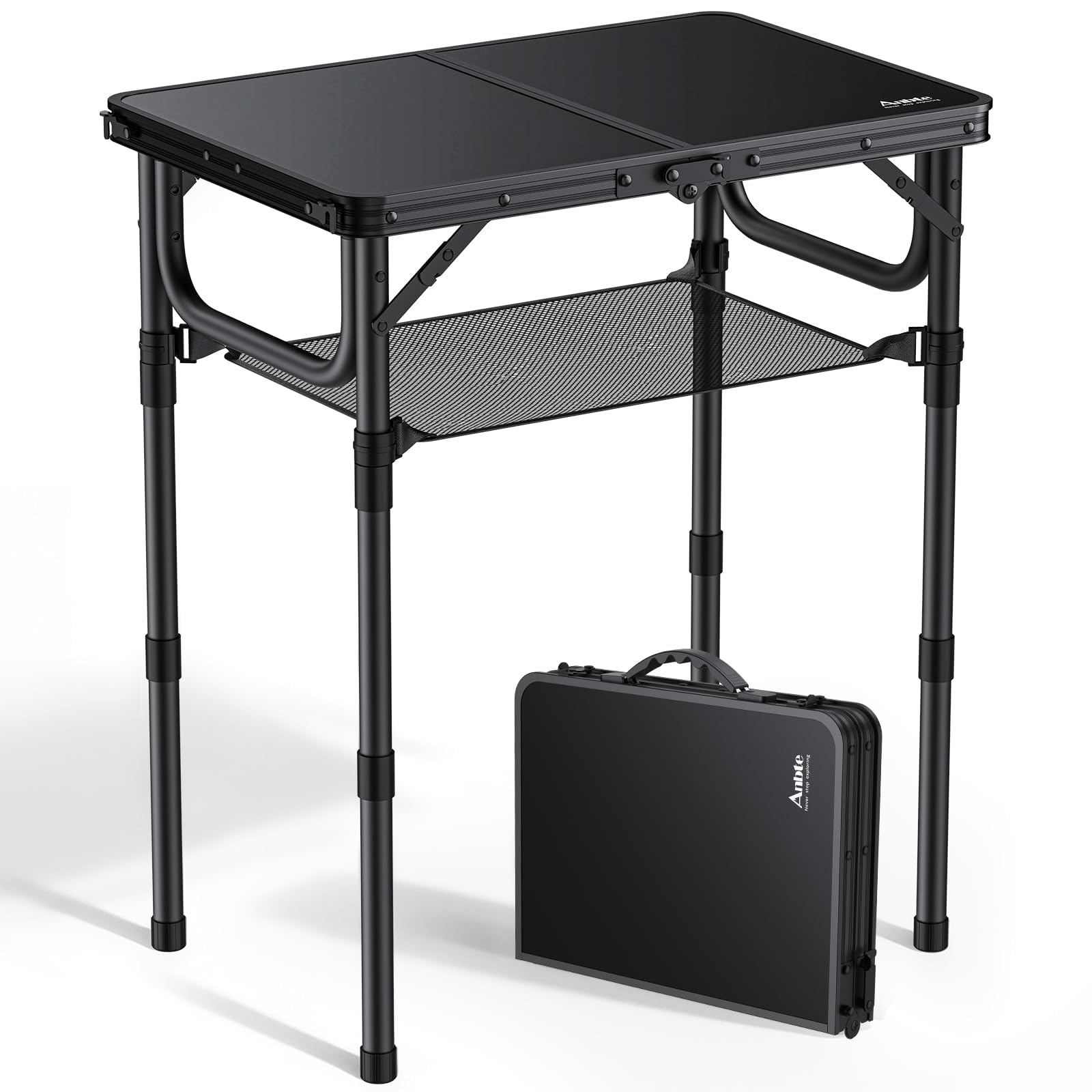Anbte folding camping table with storage net for organized outdoor dining