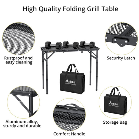 Anbte aluminum frame provides sturdy support during outdoor grilling and meals.