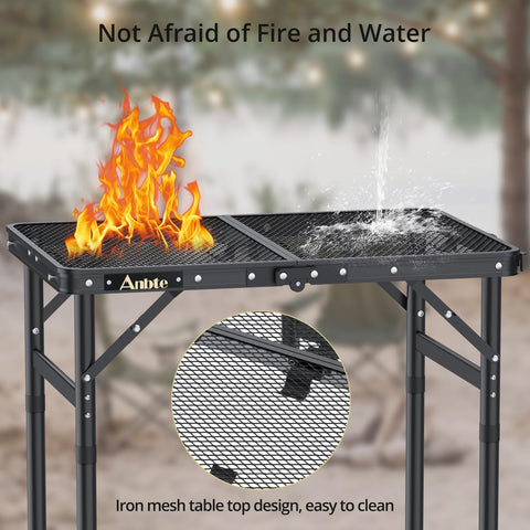 Anbte iron mesh top resists heat and cleans easily.
