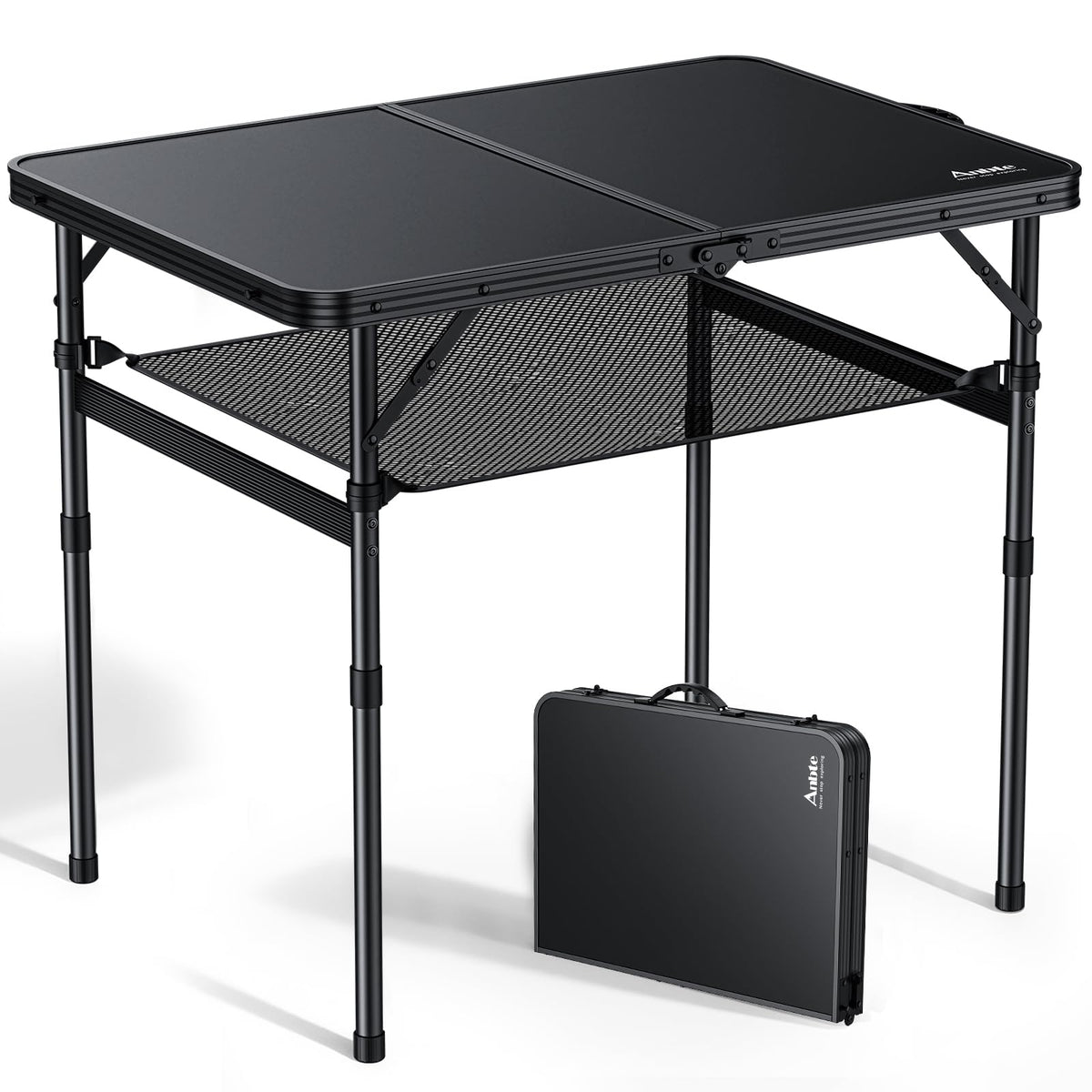 Anbte folding table 36x24 open for stable outdoor use.