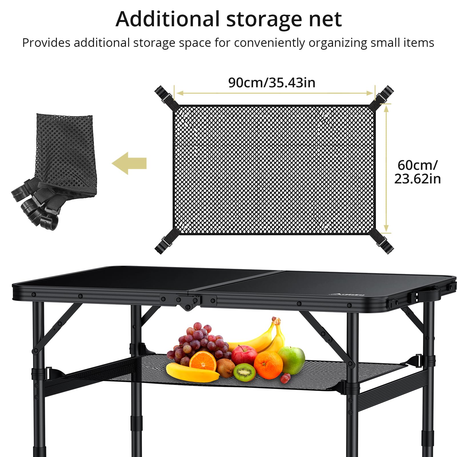 Anbte folding table black MDF top is stain resistant.