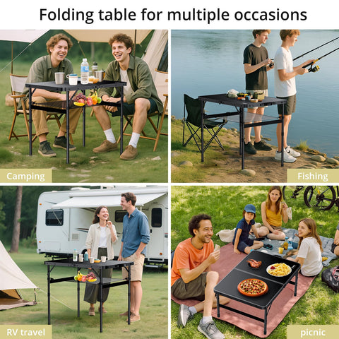 Anbte folding table quick setup for camping trips.