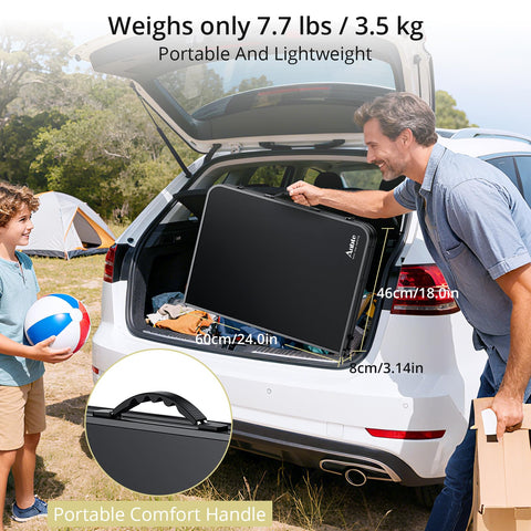 Anbte folding table travel-ready design fits car storage.