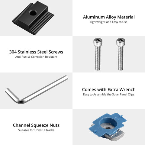 Anbte mid clamp for Unistrut 35mm provides solid mounting on diverse roofs.
