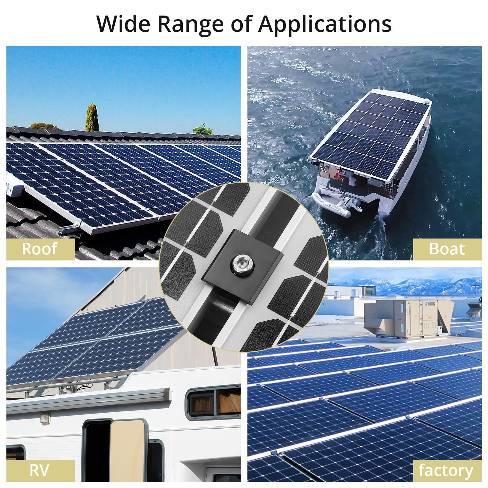 Anbte clamps installed on metal roof for versatile solar mounting
