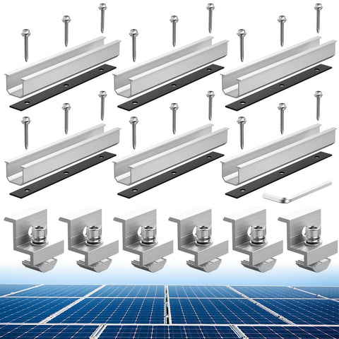 Anbte solar bracket kit 6pcs assembly enables quick, secure roof mounting on metal and tile surfaces.
