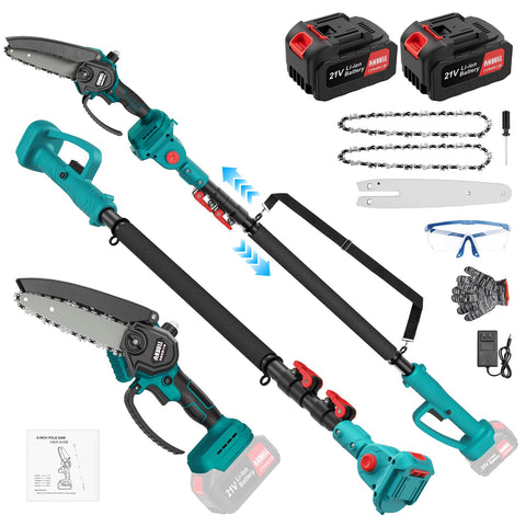 Anbull 2-in-1 cordless pole saw with extension pole for versatile trimming