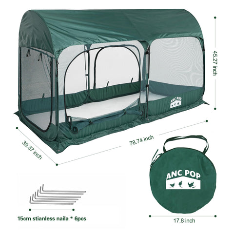 ANC POP chicken run with full-netted sides protects pets from predators.