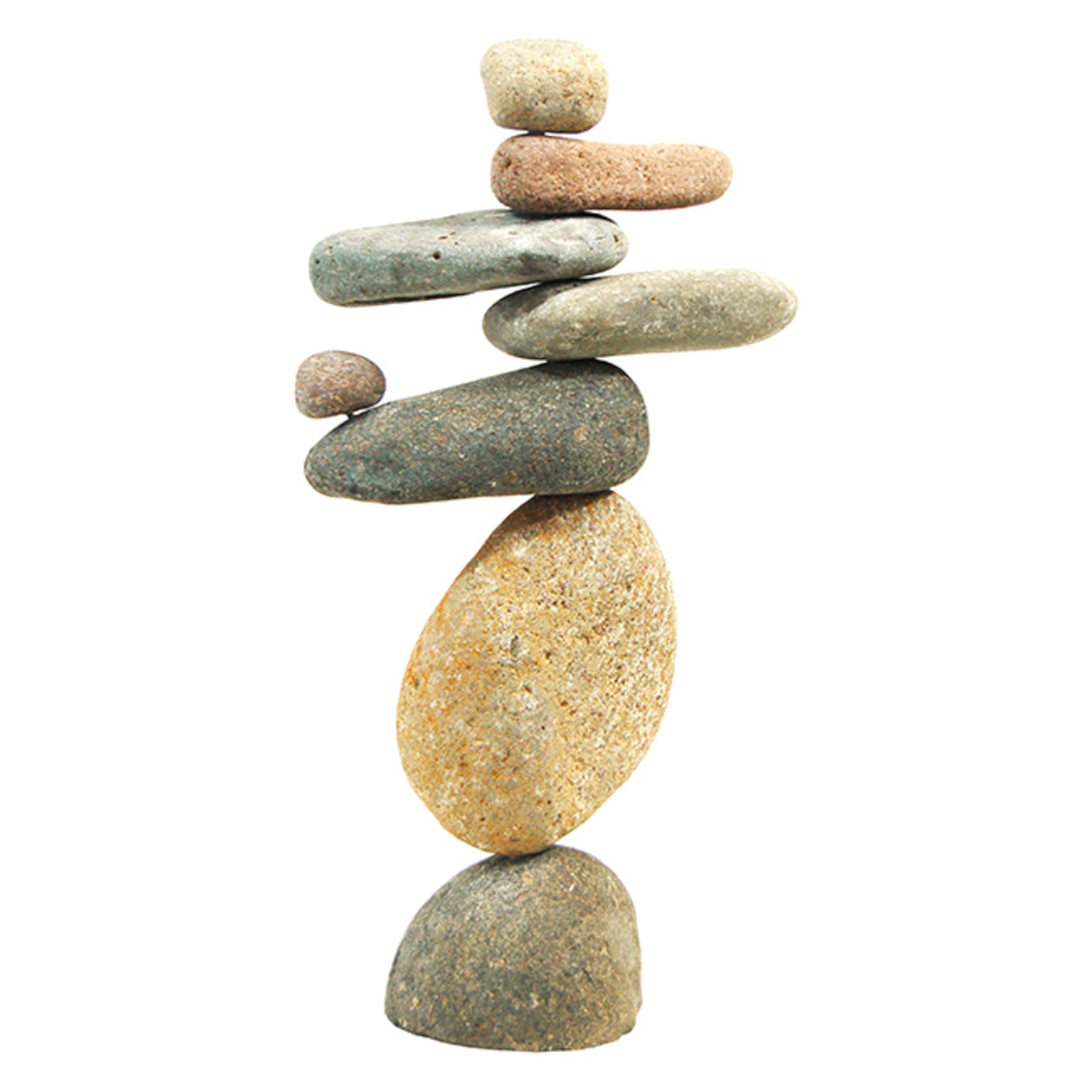 Ancient Graffiti eight-stone cairn vertical sculpture for outdoor garden focal point