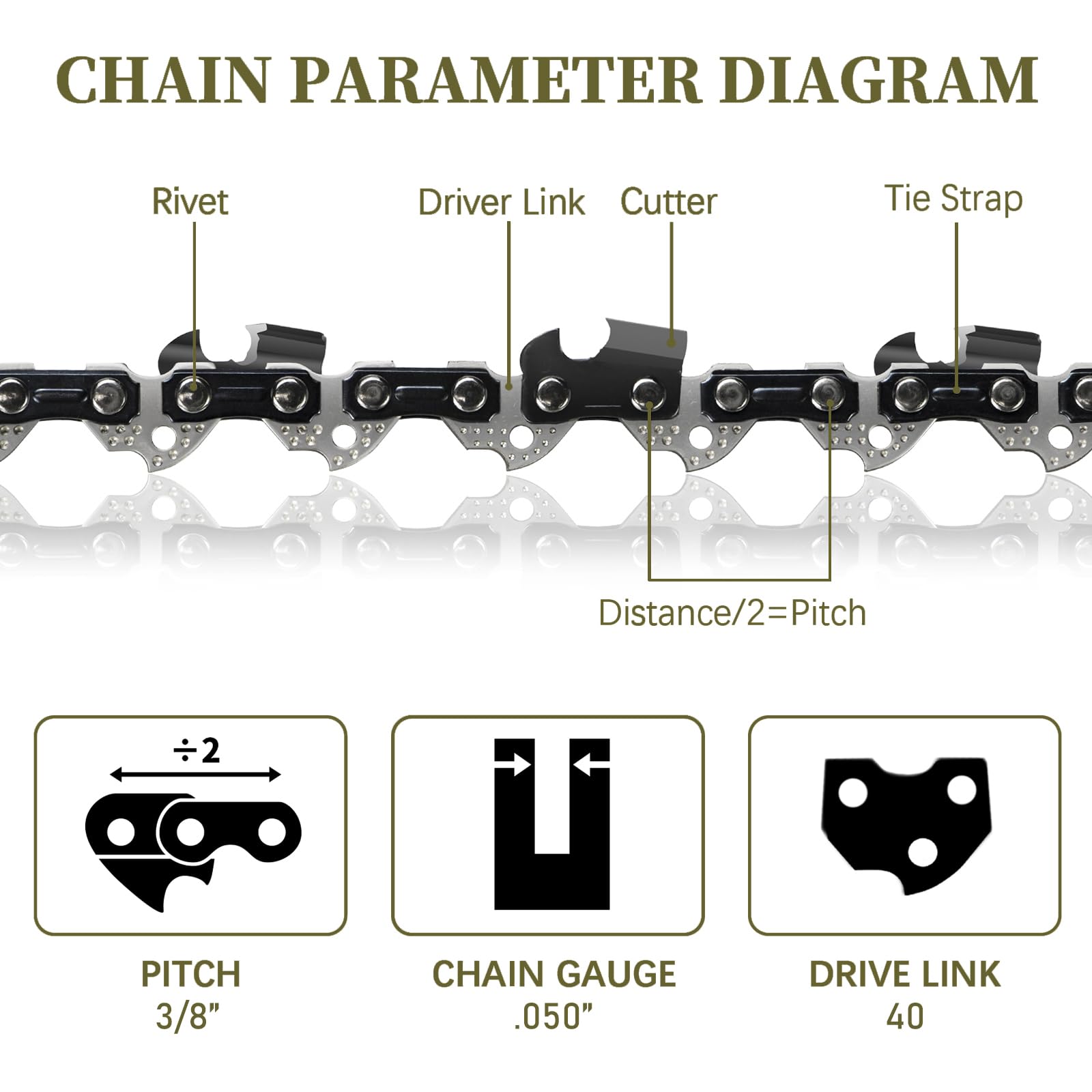 ANCKNE chain fits Sun Joe SWJ803E for reliable pole saw trimming.