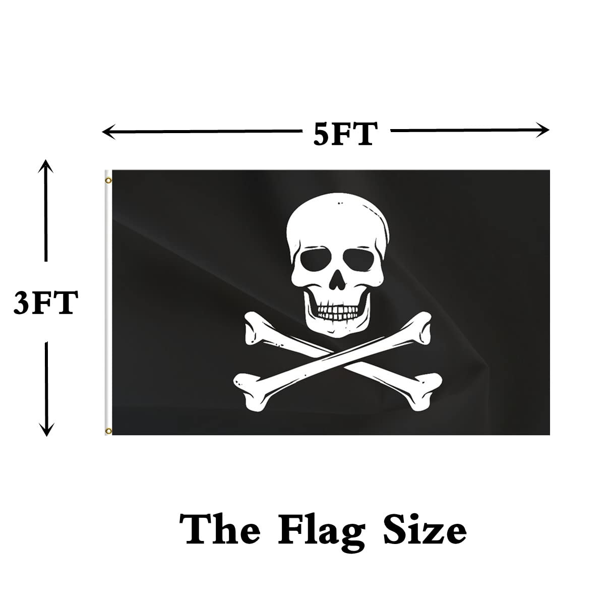 ANCONINE double-sided flag shows clear skull pattern from both sides.