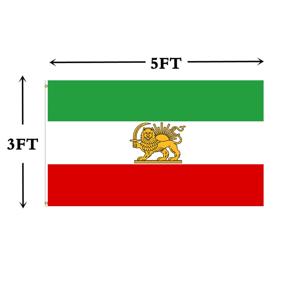 ANCONINE former Iran flags with brass grommets for secure outdoor use.