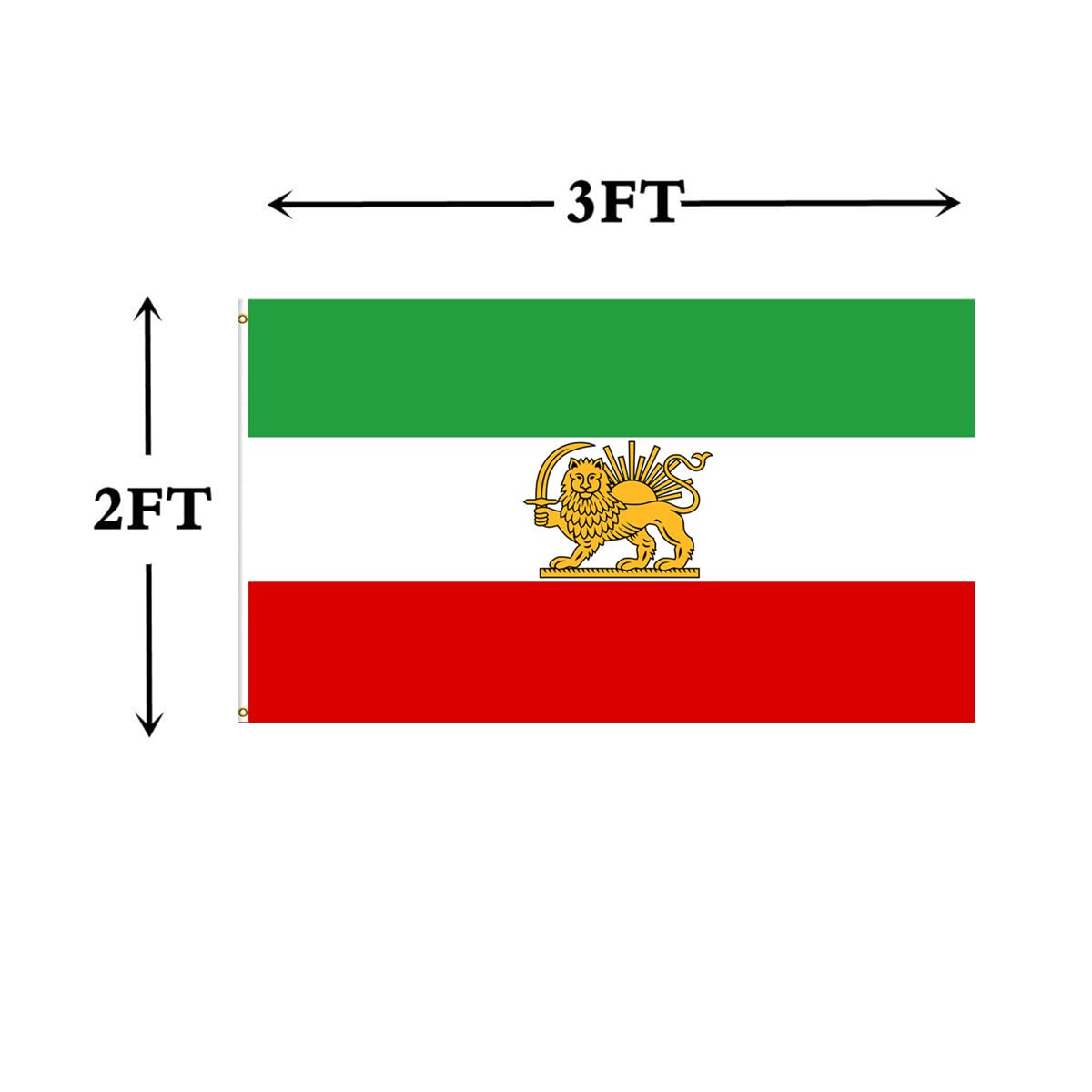 ANCONINE Iran flag with copper grommets, sturdy hanging hardware for outdoor or parade use