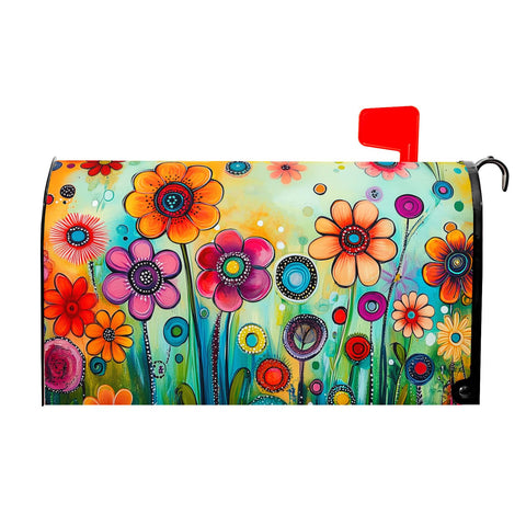 Ancordivo abstract floral mailbox cover enhances curb appeal and weather protection.