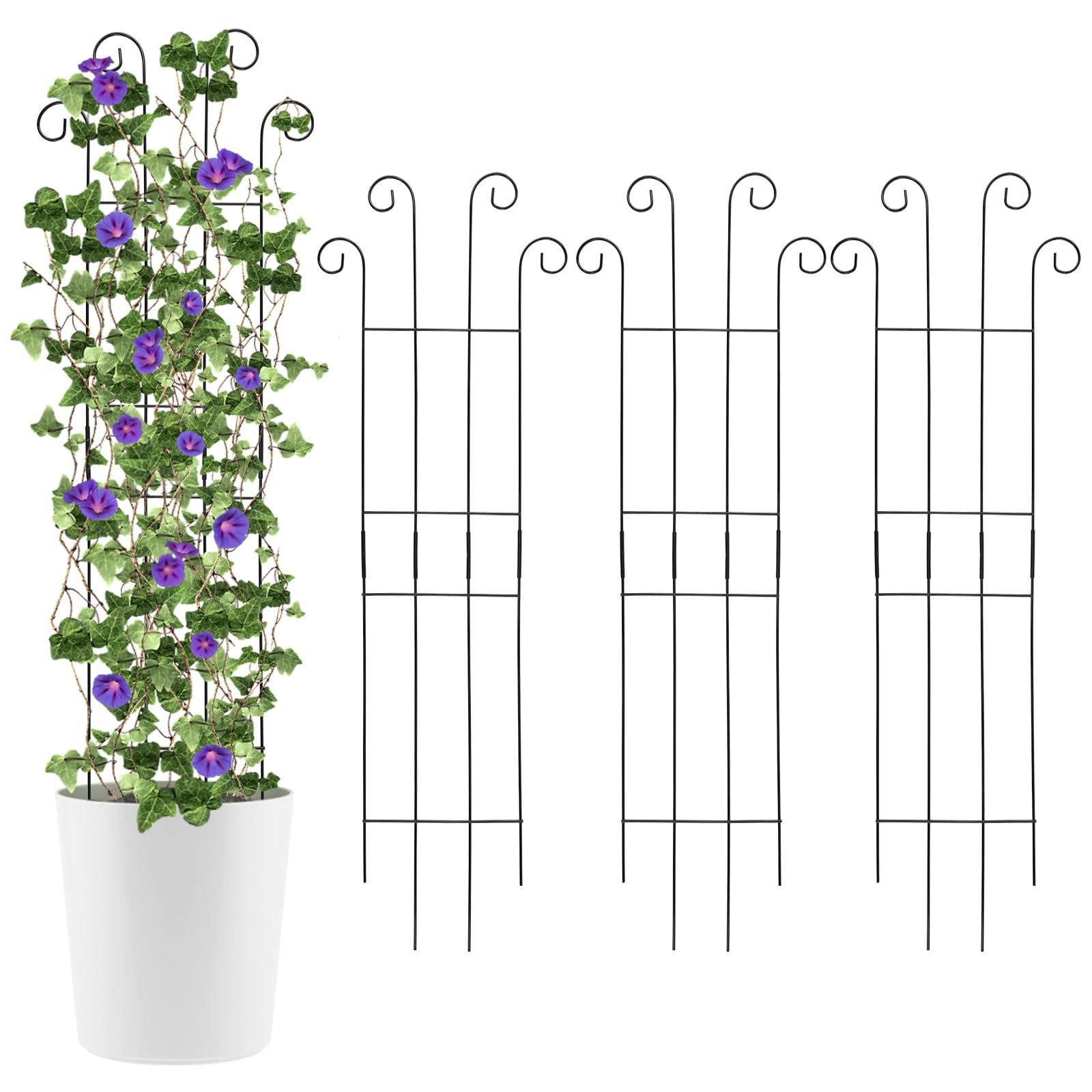 ANCOUUIN four-pack 32-inch wave-shaped trellis for versatile indoor or outdoor plant support.