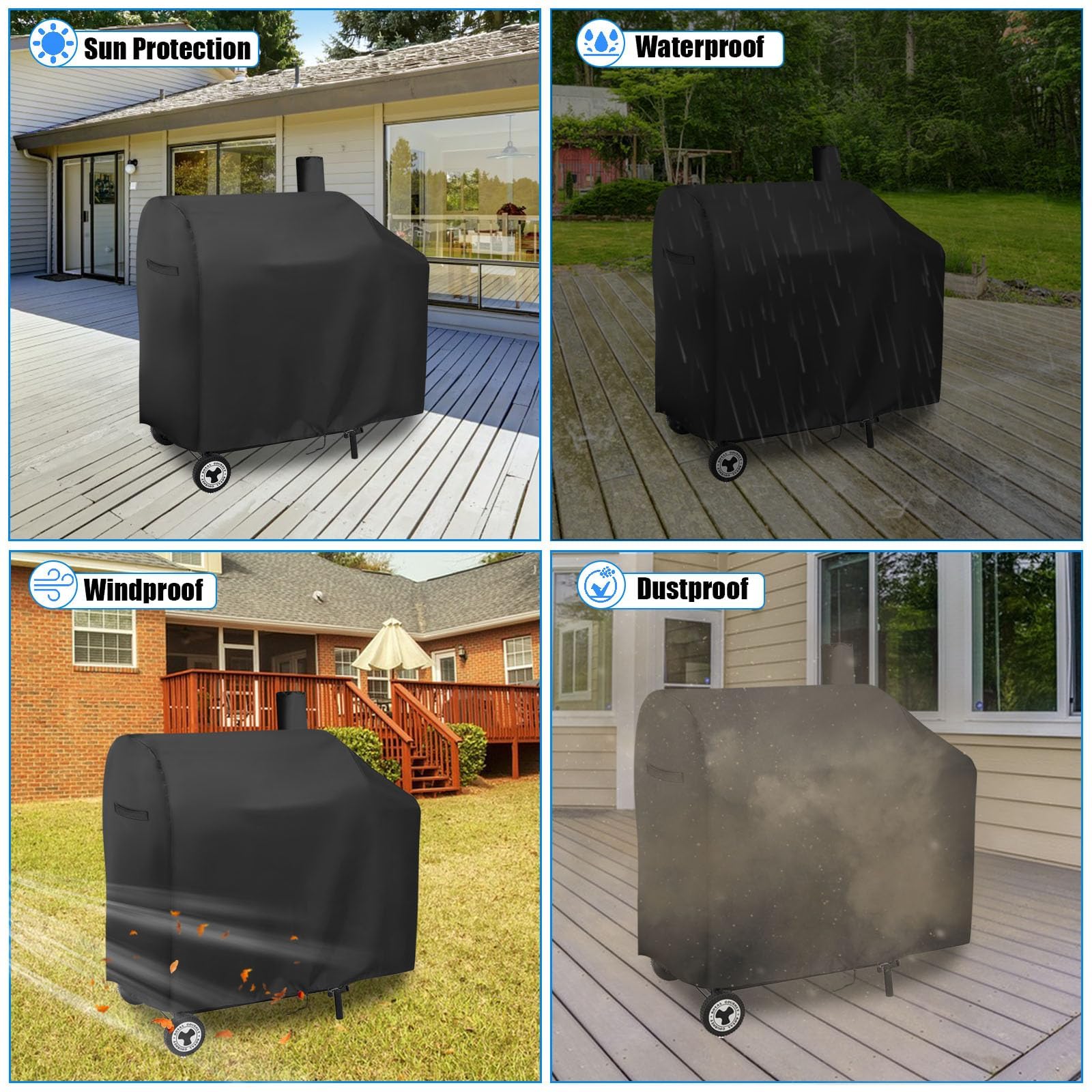 Andacar charcoal grill cover buckle and elastic system for secure fit