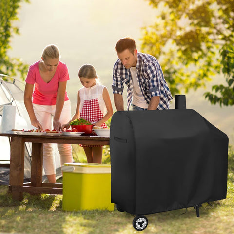 Andacar charcoal grill cover fit chart showing 44L x 27.6W x 43H