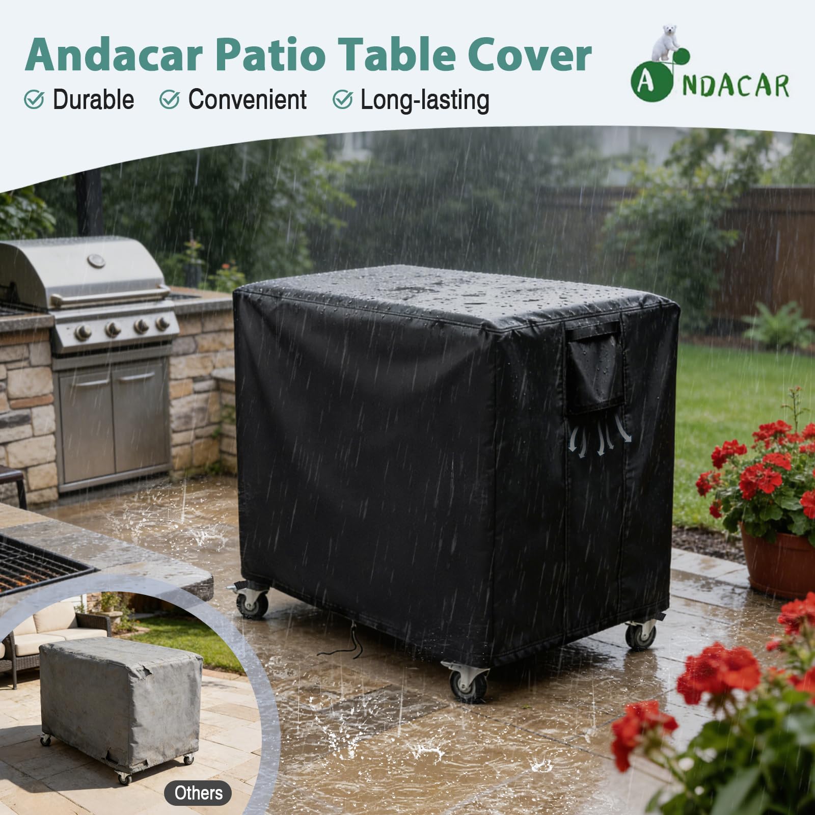 Andacar Feasto grill table cover protects from dust for a cleaner patio