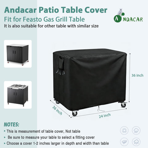 Andacar Feasto grill table cover with side buckle keeps wind out