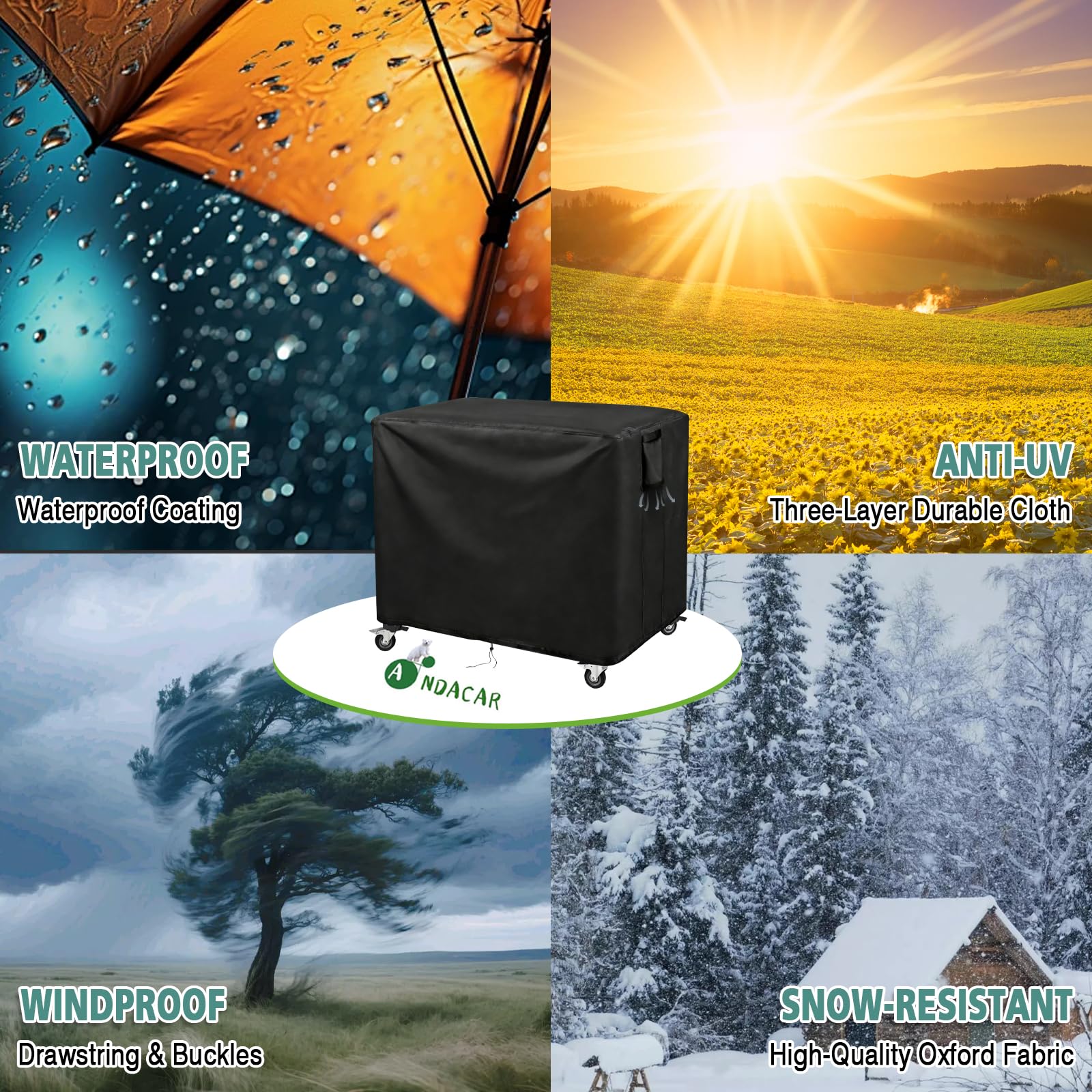 Andacar Feasto grill table cover wind-resistant buckle for stability