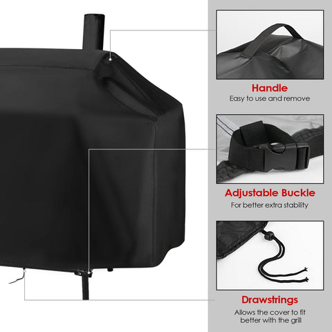 Heavy-duty oxford fabric with PVC coating lends rain and sun resistance.