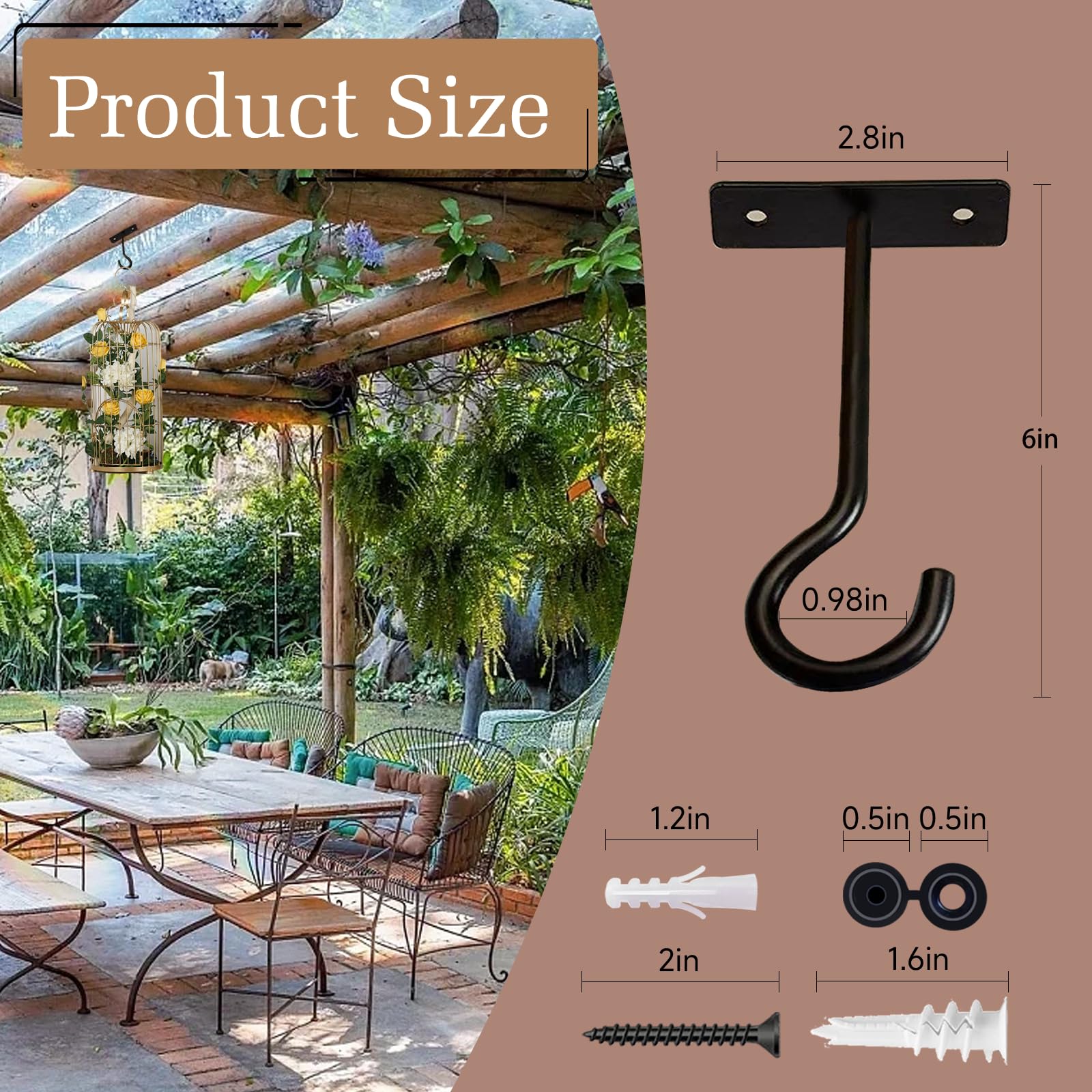 AnDock ceiling hook wall mount designed for lanterns and planters on balconies.
