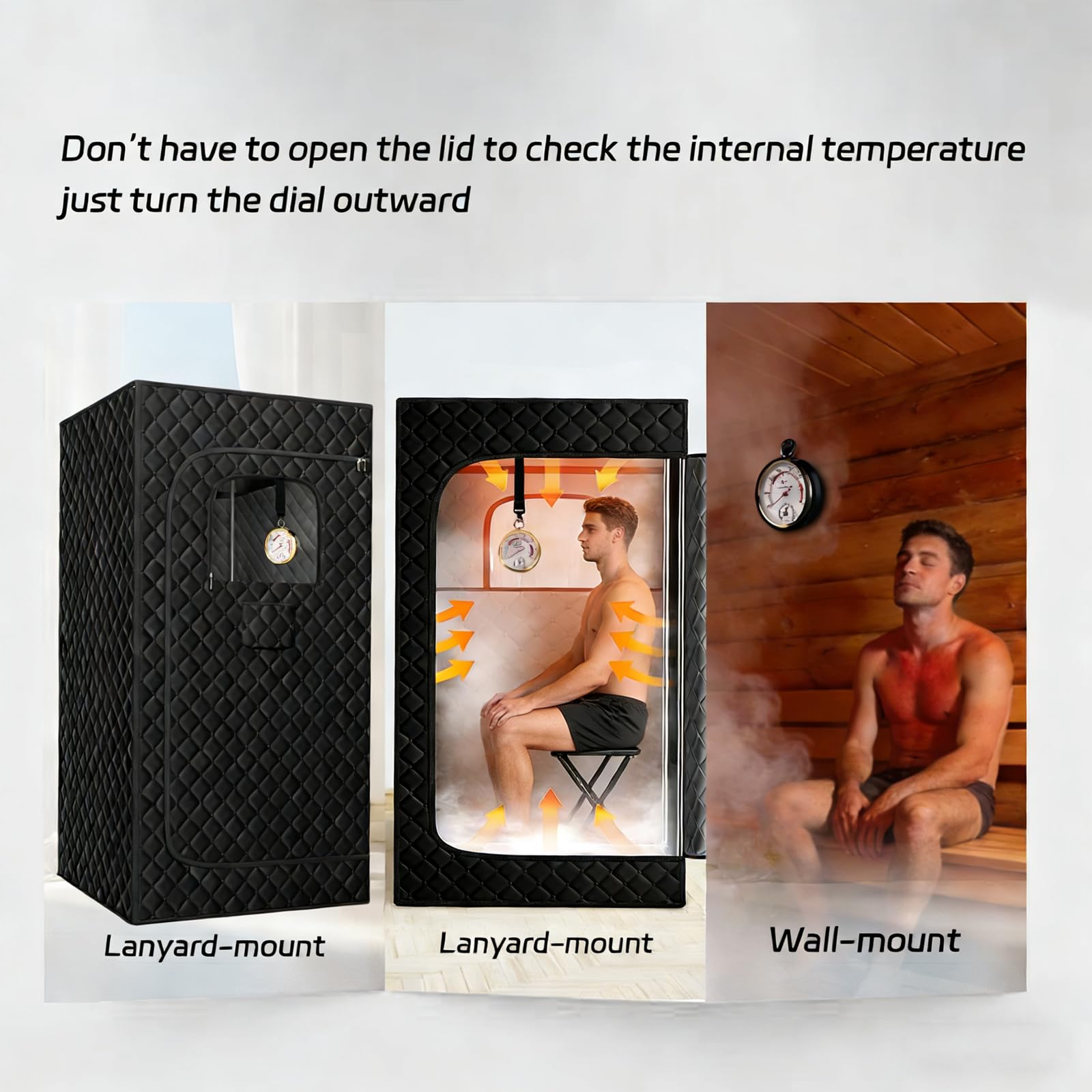 Andelov humidity dial shows 0-100% RH for consistent sauna monitoring