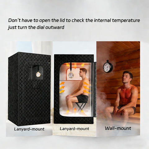 Andelov humidity dial shows 0-100% RH for consistent sauna monitoring