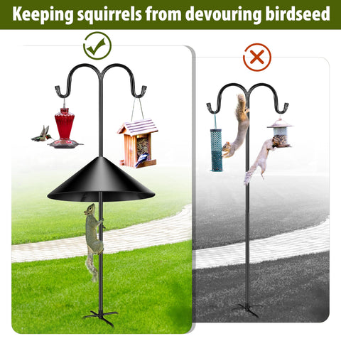 Andergi bird-feeder pole guard installation shown with tool-free mounting.