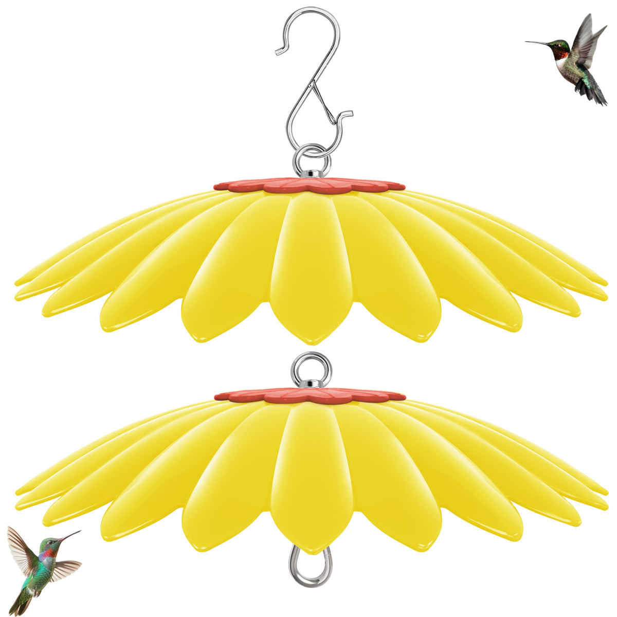 Andergi rain guard for bird feeder, yellow umbrella cover protects nectar from sun and rain.