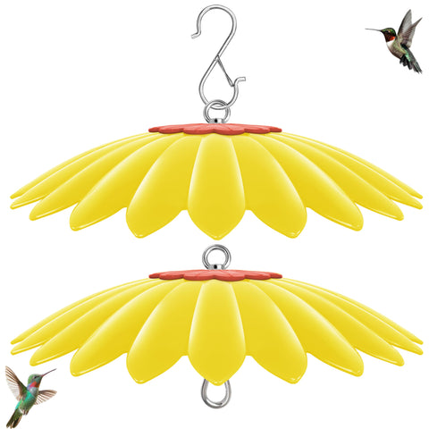 Andergi rain guard for bird feeder, yellow umbrella cover protects nectar from sun and rain.