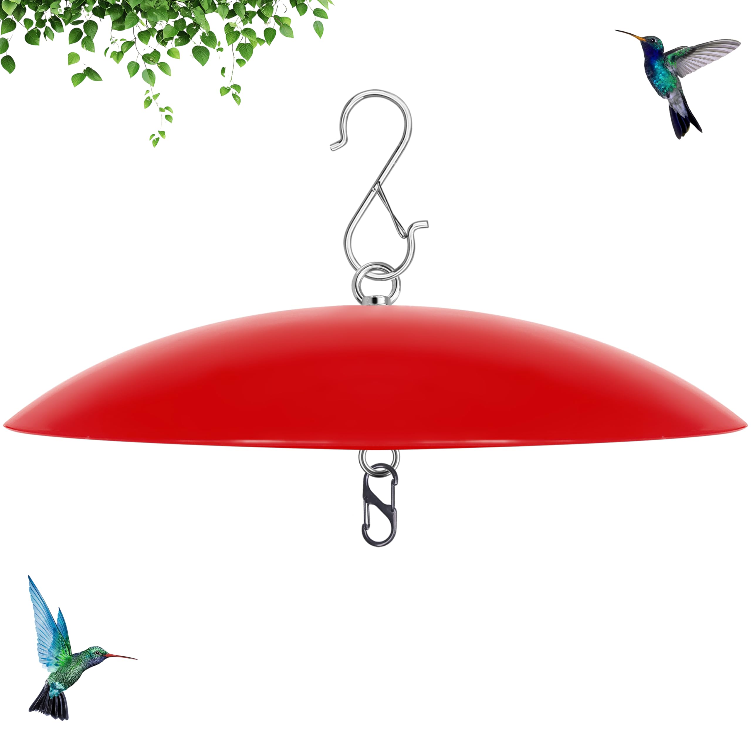 Andergi hummingbird feeder dome guard shielding nectar from rain.