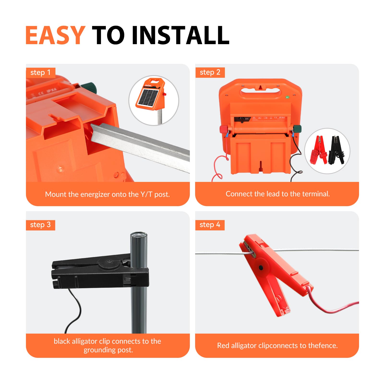 Andmon MINI160 compatible with wooden posts and metal fences.