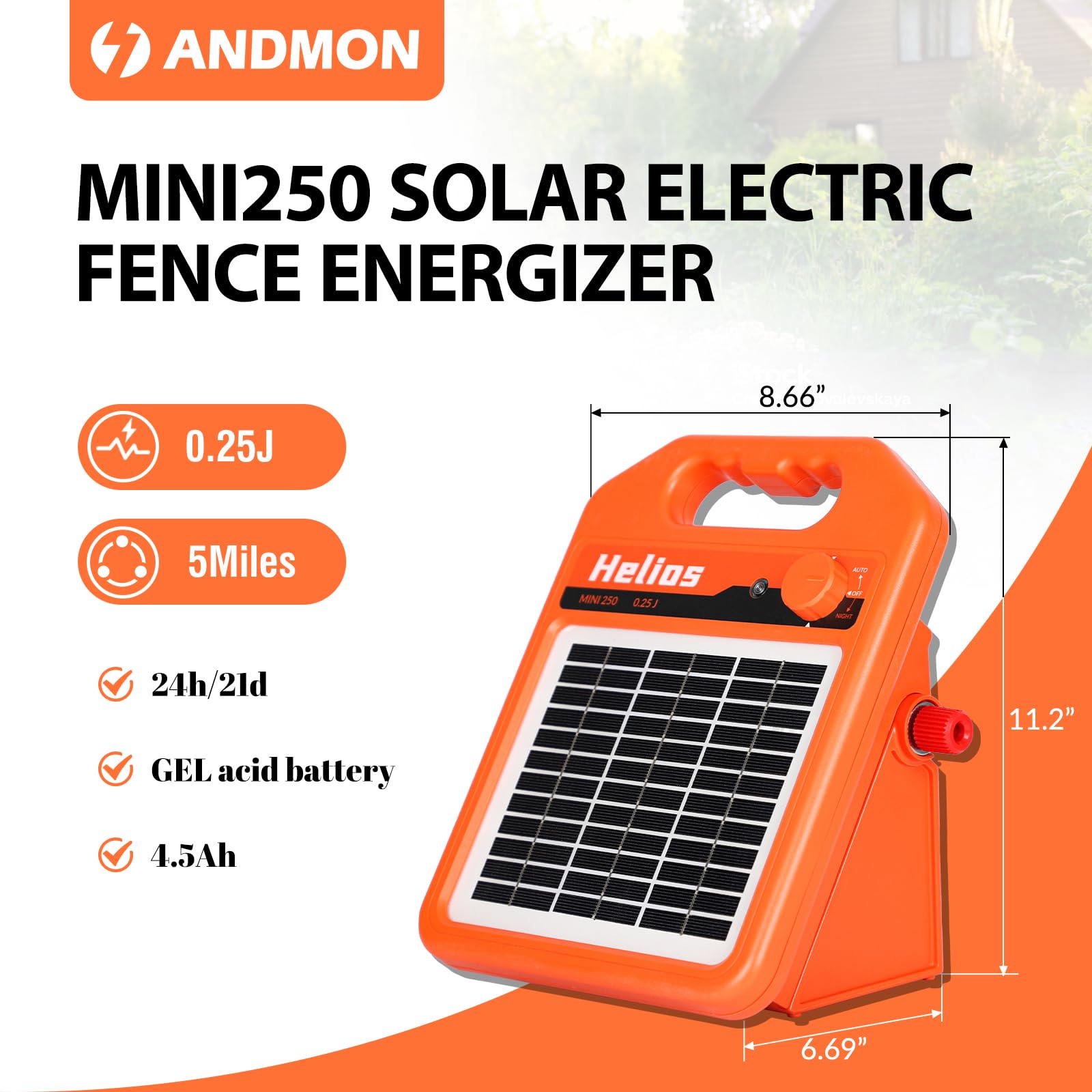 AndMON MINI250 battery cover open before wiring for safety.