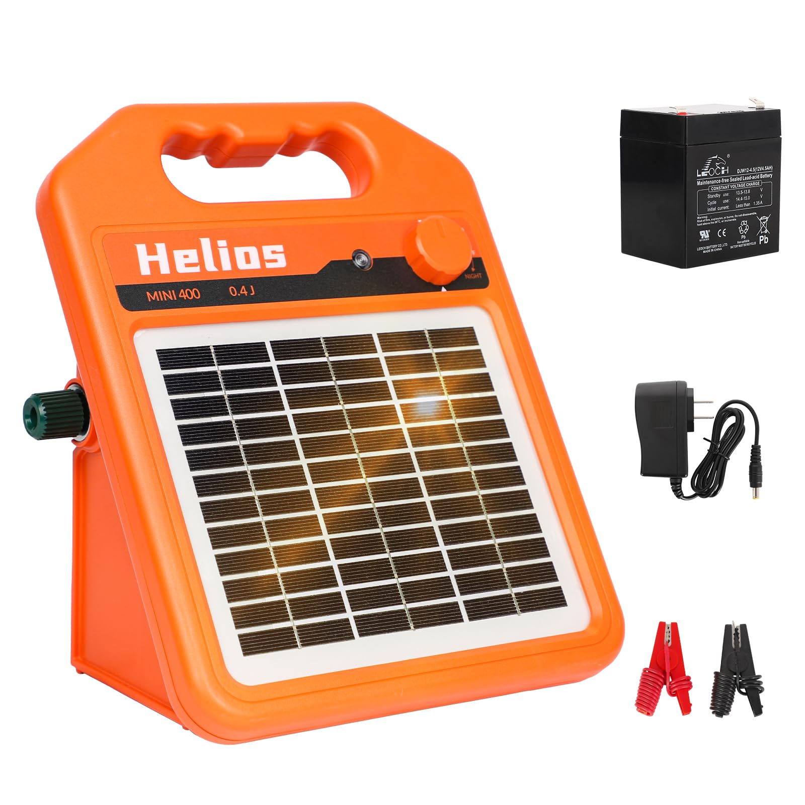 ANDMON MINI400 front view with solar panel for outdoor fencing.