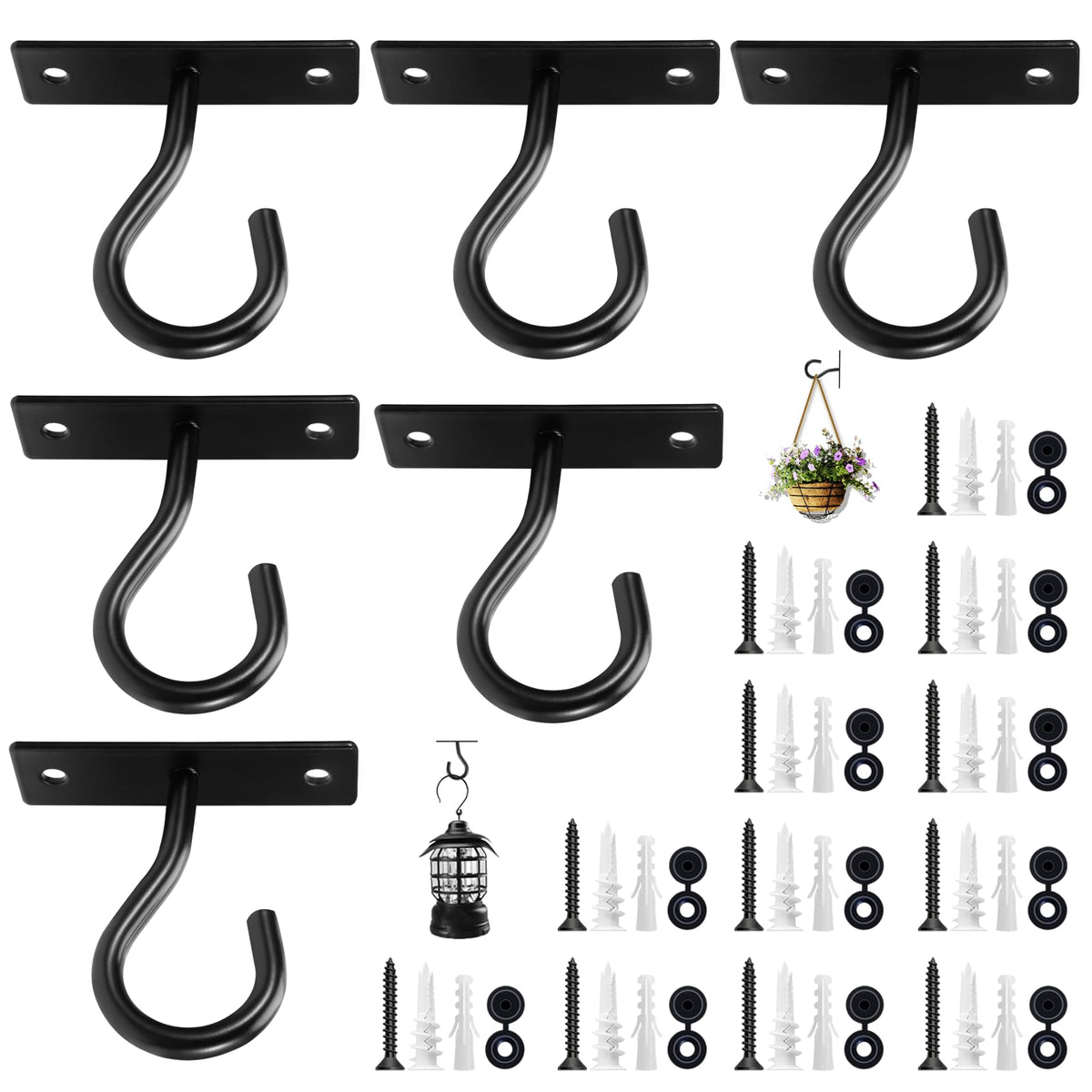 AnDock 6Pack ceiling hooks ideal for indoor plant and decor hanging.
