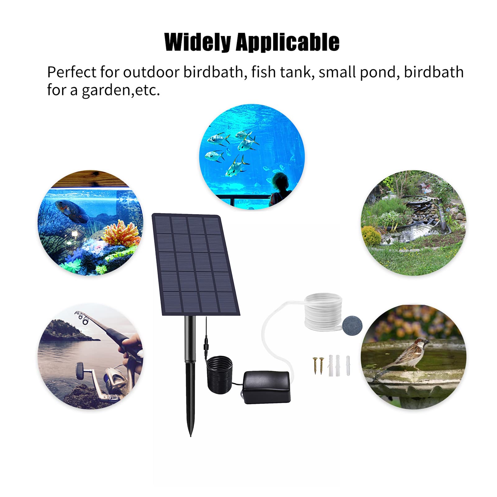 Andoer solar pond air stone creating bubbly oxygenation for small ponds