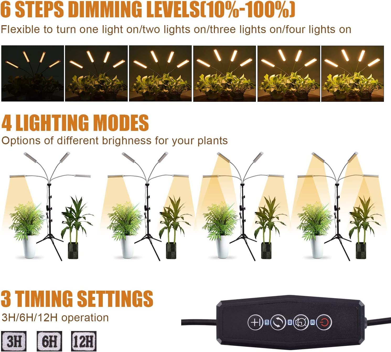 ANDOHAI grow light mounted on adjustable tripod stand for flexible height