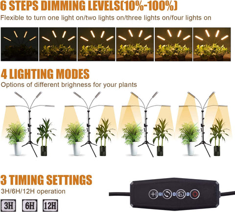 ANDOHAI grow light mounted on adjustable tripod stand for flexible height