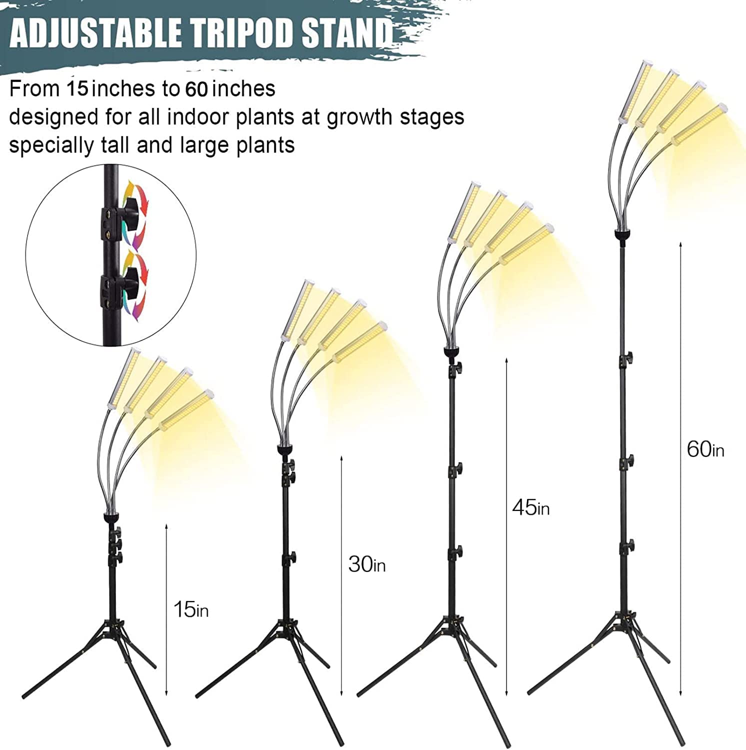 ANDOHAI grow light with four modes and six brightness levels for tailored lighting