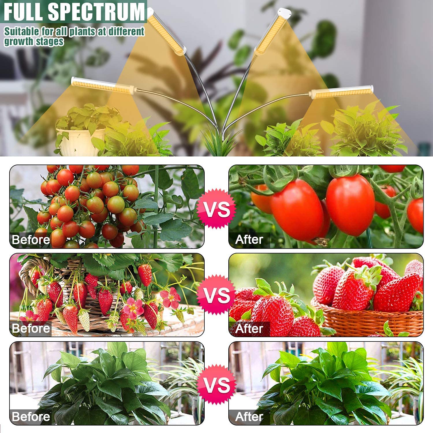 ANDOHAI LED grow light ideal for indoor plant care in low light environments